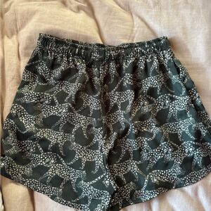 RESA Forest green and White Patterned satin Shorts